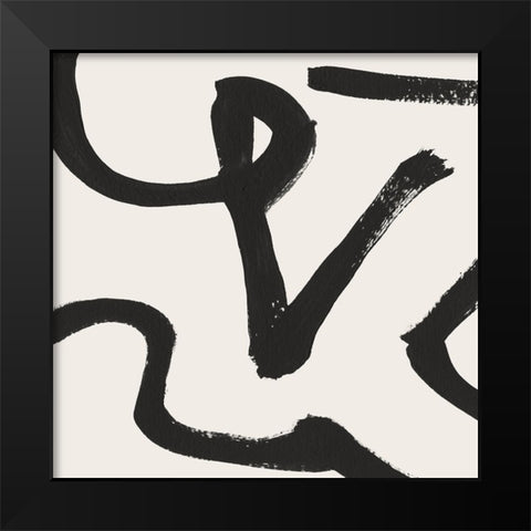 Curvy Lines Black Modern Wood Framed Art Print by Hobday, Dan