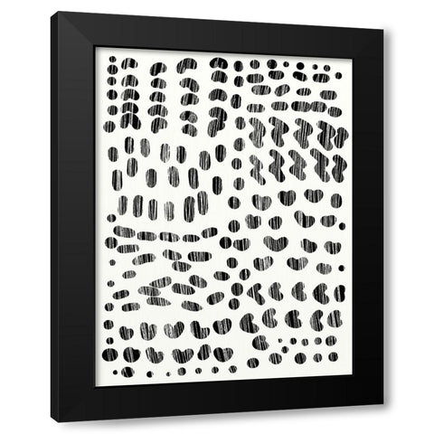 Dots and Strokes Black Modern Wood Framed Art Print by Hobday, Dan