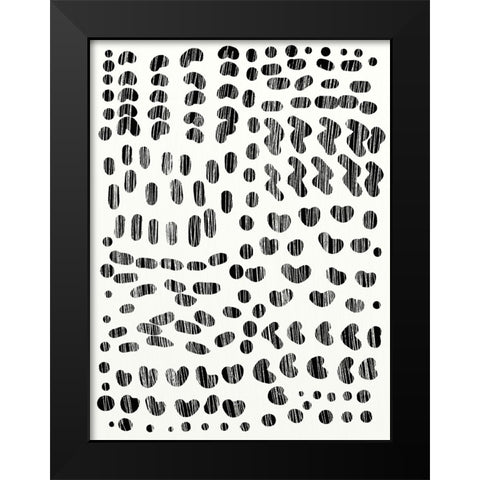 Dots and Strokes Black Modern Wood Framed Art Print by Hobday, Dan