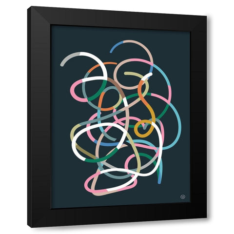 Color Lines Black Modern Wood Framed Art Print with Double Matting by Hobday, Dan