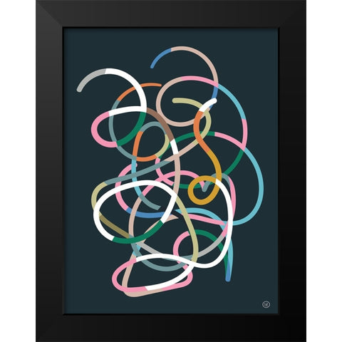 Color Lines Black Modern Wood Framed Art Print by Hobday, Dan