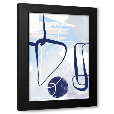 Lines of Blue-1 Black Modern Wood Framed Art Print with Double Matting by Moss, Sally Ann