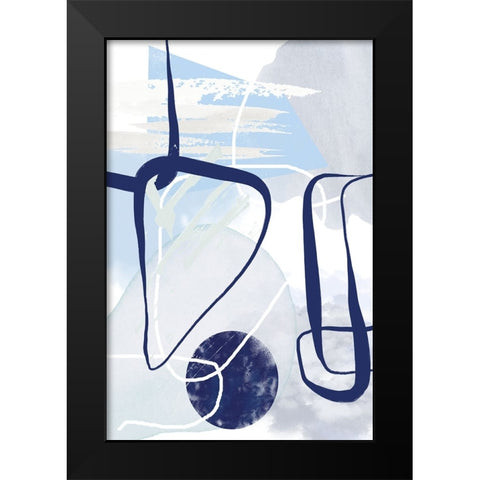 Lines of Blue-1 Black Modern Wood Framed Art Print by Moss, Sally Ann