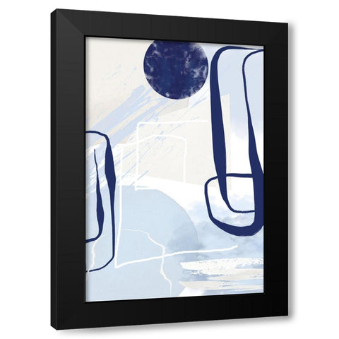 Lines of Blue-3 Black Modern Wood Framed Art Print with Double Matting by Moss, Sally Ann