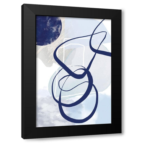 Lines of Blue-2 Black Modern Wood Framed Art Print with Double Matting by Moss, Sally Ann