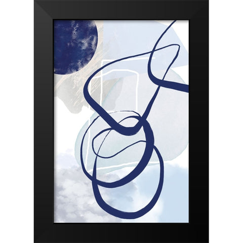 Lines of Blue-2 Black Modern Wood Framed Art Print by Moss, Sally Ann