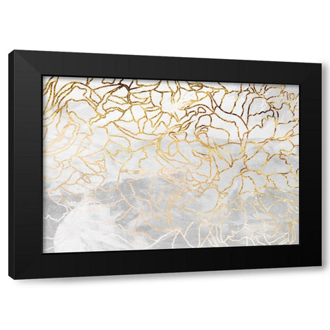 Abstract gold line art wall mural Black Modern Wood Framed Art Print with Double Matting by Manovski, Sarah