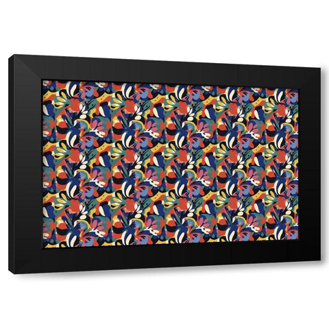 Pattern No 123 Black Modern Wood Framed Art Print with Double Matting by Treechild