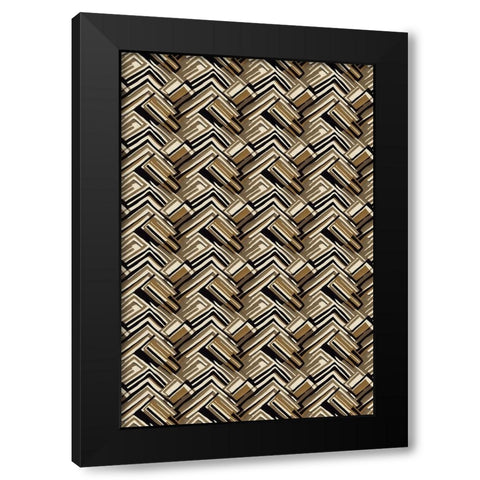 Pattern No 125 Black Modern Wood Framed Art Print with Double Matting by Treechild