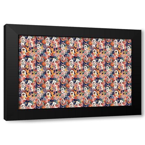 Pattern No 126 Black Modern Wood Framed Art Print with Double Matting by Treechild