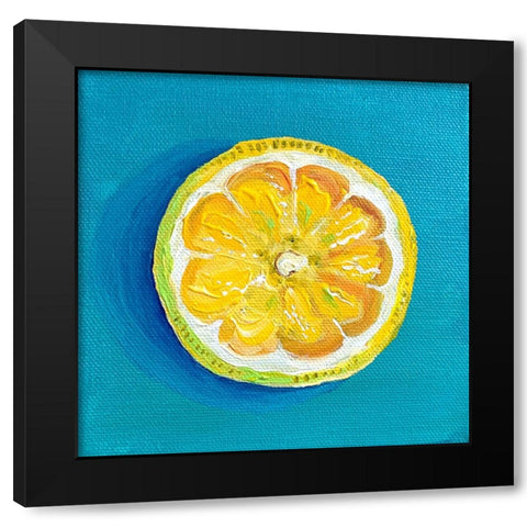 Lemon Slice Black Modern Wood Framed Art Print by Key and Sea