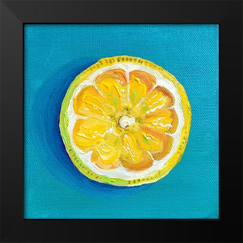 Lemon Slice Black Modern Wood Framed Art Print by Key and Sea