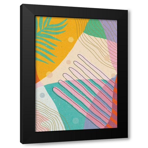 Botanical Disco Black Modern Wood Framed Art Print with Double Matting by Demir, Aylin