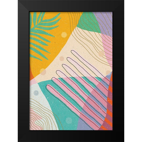 Botanical Disco Black Modern Wood Framed Art Print by Demir, Aylin
