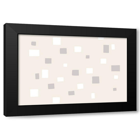 Abstract Squares Black Modern Wood Framed Art Print with Double Matting by uplusmestudio