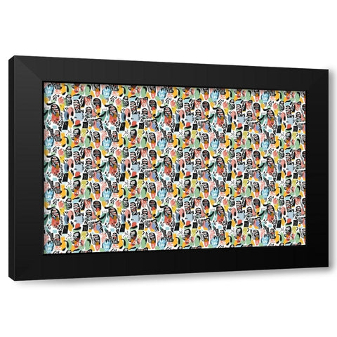 Pattern No 141 Black Modern Wood Framed Art Print with Double Matting by Treechild