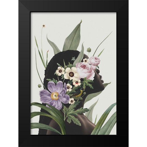 Purple flower Black Modern Wood Framed Art Print by Floral Studio, Frida