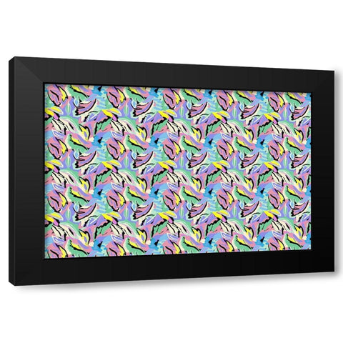 Pattern No 146 Black Modern Wood Framed Art Print with Double Matting by Treechild