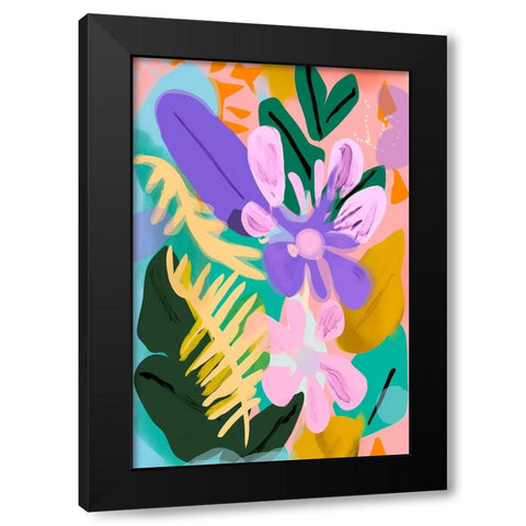 Spring Flowers Black Modern Wood Framed Art Print by Treechild