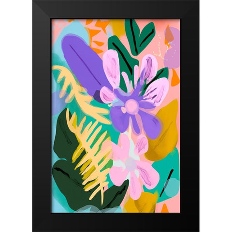 Spring Flowers Black Modern Wood Framed Art Print by Treechild