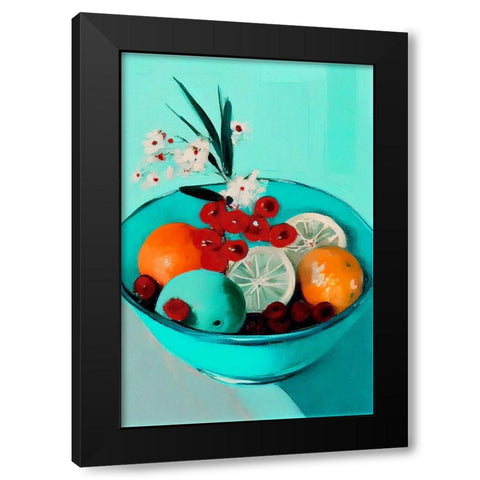 Delicious Fruits Black Modern Wood Framed Art Print with Double Matting by Treechild