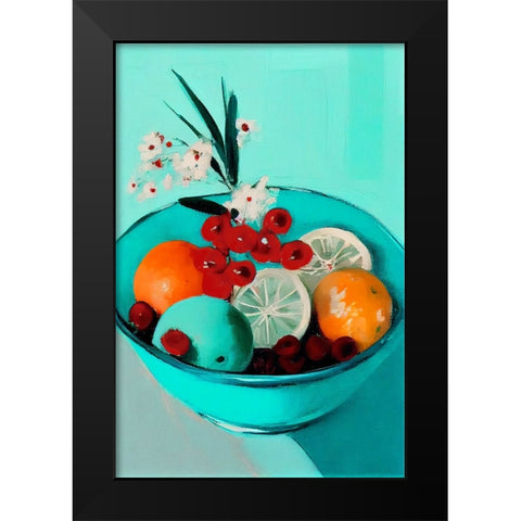 Delicious Fruits Black Modern Wood Framed Art Print by Treechild