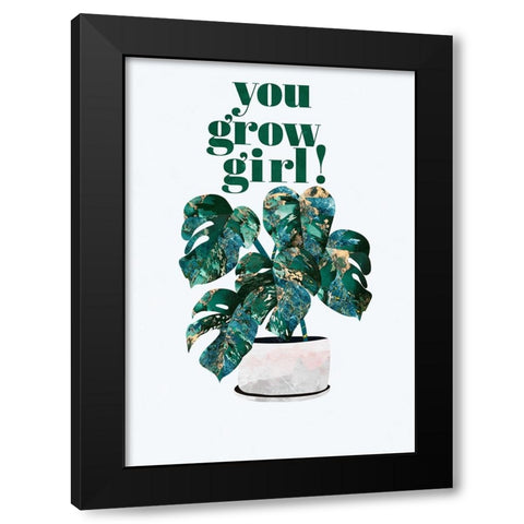Plant typography quote text 2 Black Modern Wood Framed Art Print with Double Matting by Manovski, Sarah