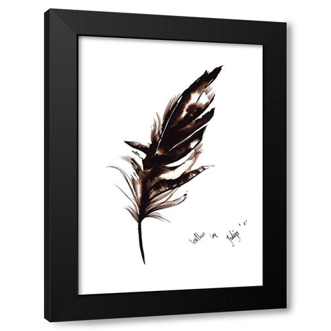 Feather Black Modern Wood Framed Art Print with Double Matting by Belickiene, Julija