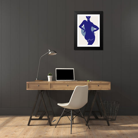 Femme Bleu Black Modern Wood Framed Art Print by Pictufy Studio II