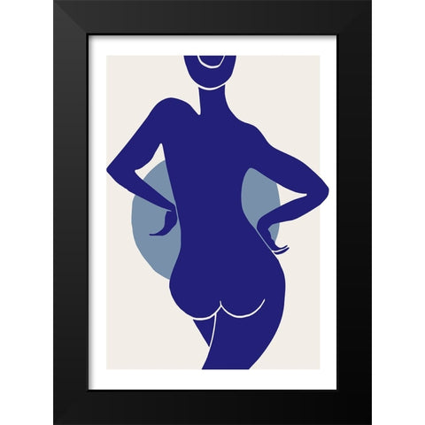 Femme Bleu Black Modern Wood Framed Art Print by Pictufy Studio II