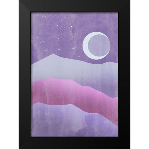 Purple Moon Black Modern Wood Framed Art Print by Roze, Fadil