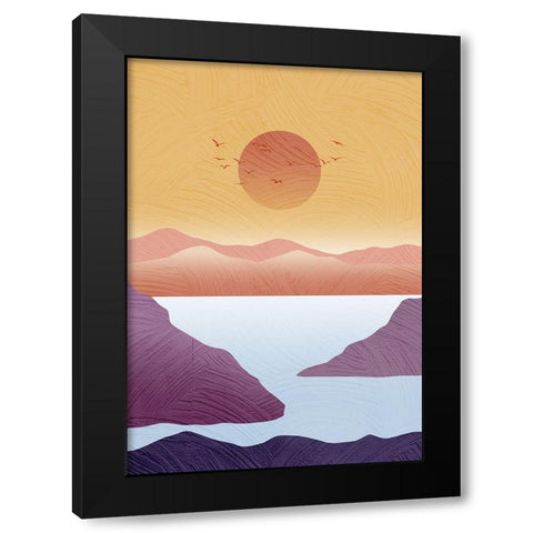 Golden River Black Modern Wood Framed Art Print with Double Matting by Roze, Fadil