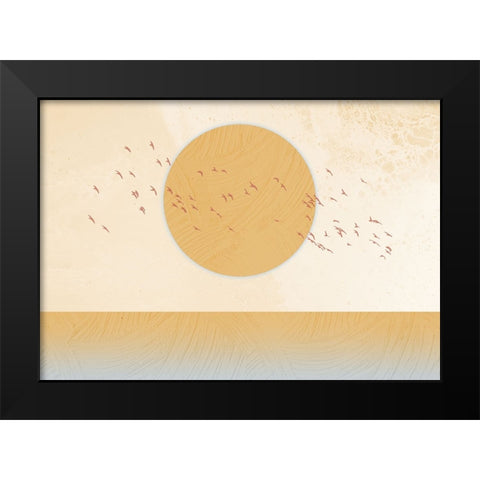 Golden Sun Black Modern Wood Framed Art Print by Roze, Fadil