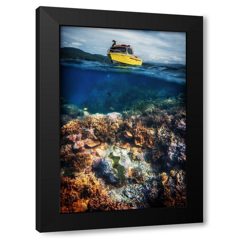 Treasure Hunters Black Modern Wood Framed Art Print by Stranak, Pavol