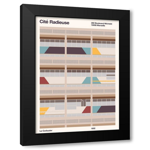 Cite Radieuse Black Modern Wood Framed Art Print with Double Matting by Bodart, Florent