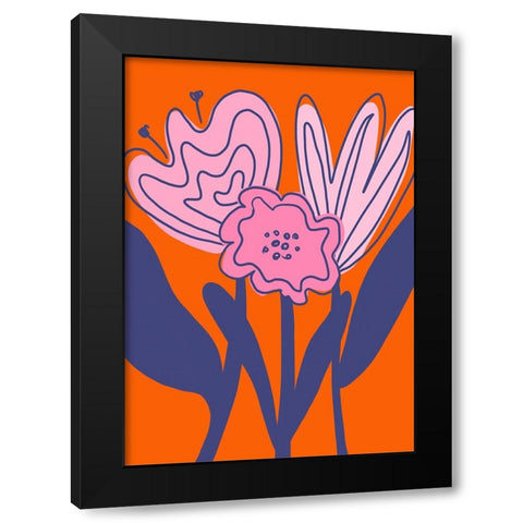 Abstract Flowers Black Modern Wood Framed Art Print with Double Matting by Fritsch, Athene