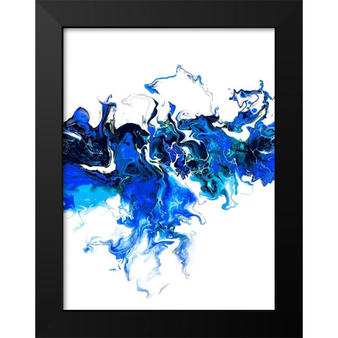 Blue Colorful White Wave Black Modern Wood Framed Art Print by Storms, Alyson