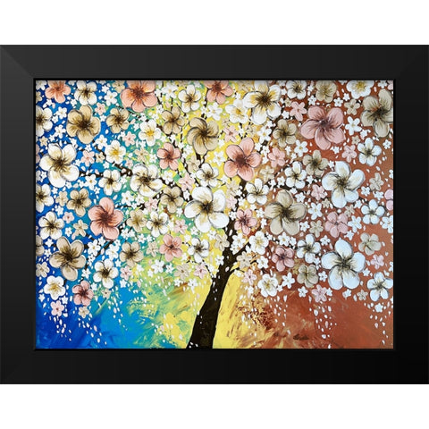 Cherry Blossoms Black Modern Wood Framed Art Print by Storms, Alyson