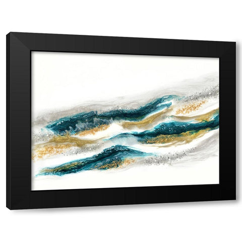Emerald Gold Black Modern Wood Framed Art Print by Storms, Alyson