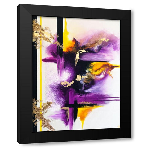 Geometric Purple and Yellow Black Modern Wood Framed Art Print with Double Matting by Storms, Alyson