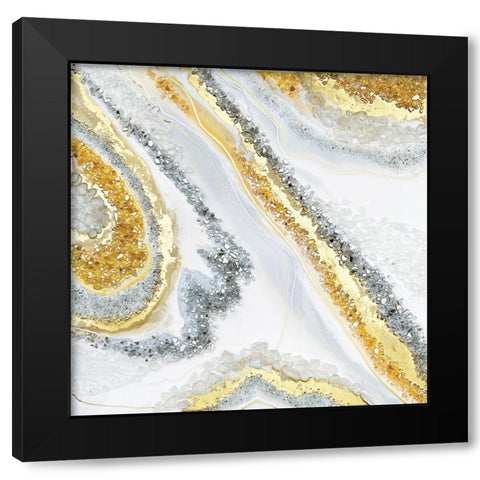 Gold Agate Black Modern Wood Framed Art Print by Storms, Alyson