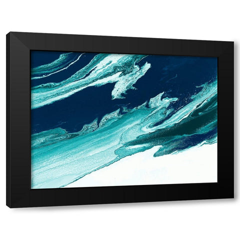 Green and Blue Wave Black Modern Wood Framed Art Print with Double Matting by Storms, Alyson