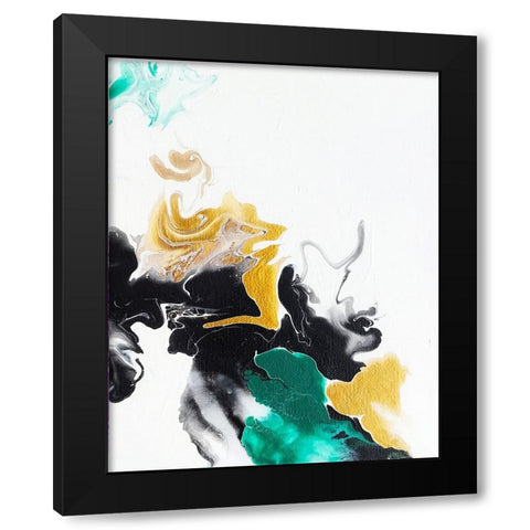 Green and Gold Ribbons 1 Black Modern Wood Framed Art Print by Storms, Alyson