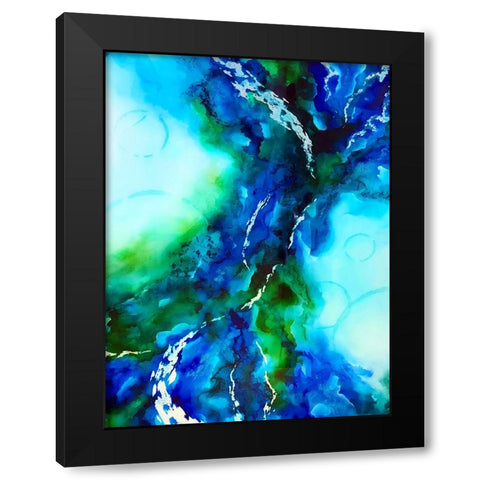 Green Blue Black Modern Wood Framed Art Print by Storms, Alyson