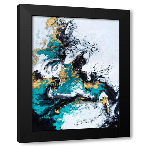 Green and Gold Smoke Black Modern Wood Framed Art Print with Double Matting by Storms, Alyson