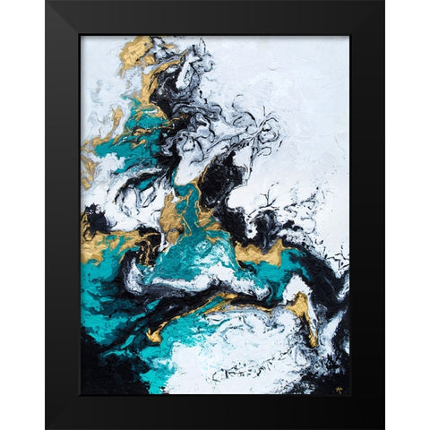 Green and Gold Smoke Black Modern Wood Framed Art Print by Storms, Alyson