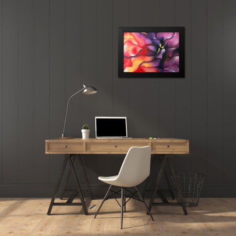 Nebula Flower Black Modern Wood Framed Art Print by Storms, Alyson