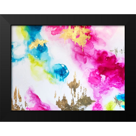 Pretty Pink and Gold Black Modern Wood Framed Art Print by Storms, Alyson