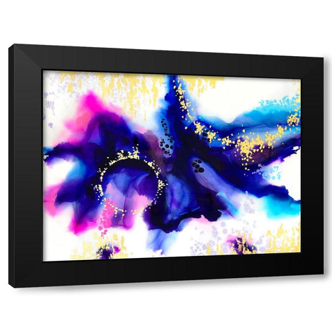 Purple Ink Blot Black Modern Wood Framed Art Print by Storms, Alyson