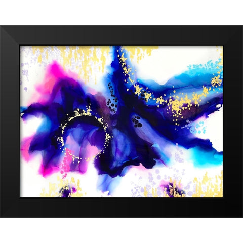 Purple Ink Blot Black Modern Wood Framed Art Print by Storms, Alyson